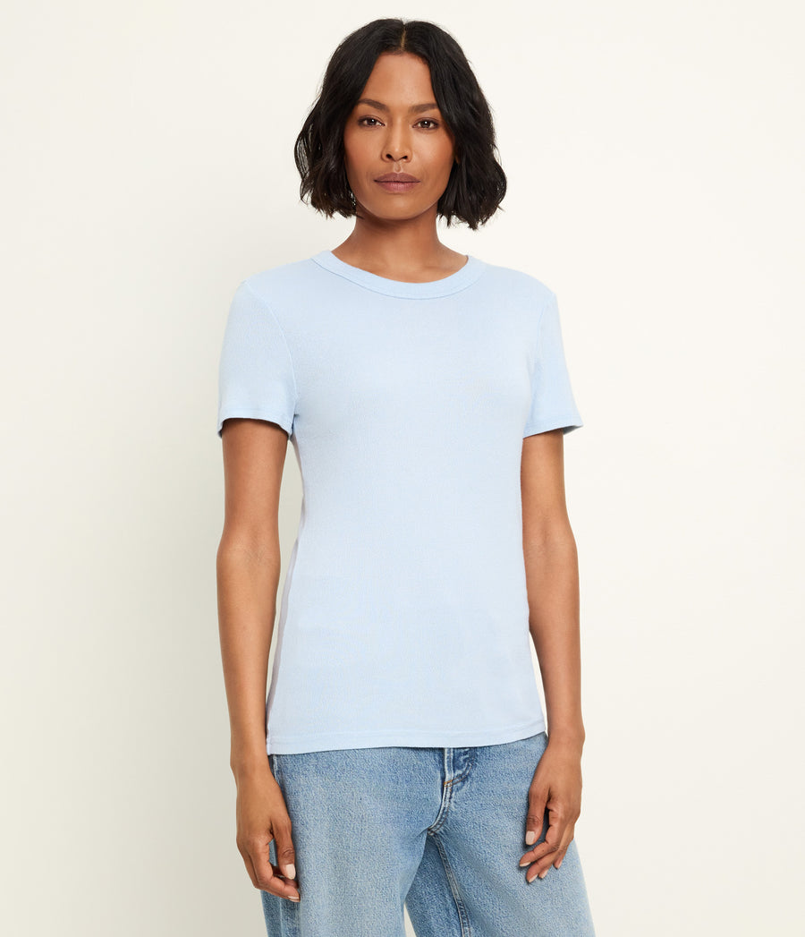 Fallon Shine Tee in CLOUD Blue Side View #CLOUD