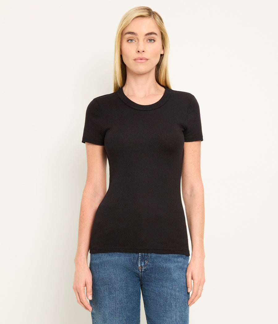 Fallon Shine Tee in Black Full Body View #BLACK
