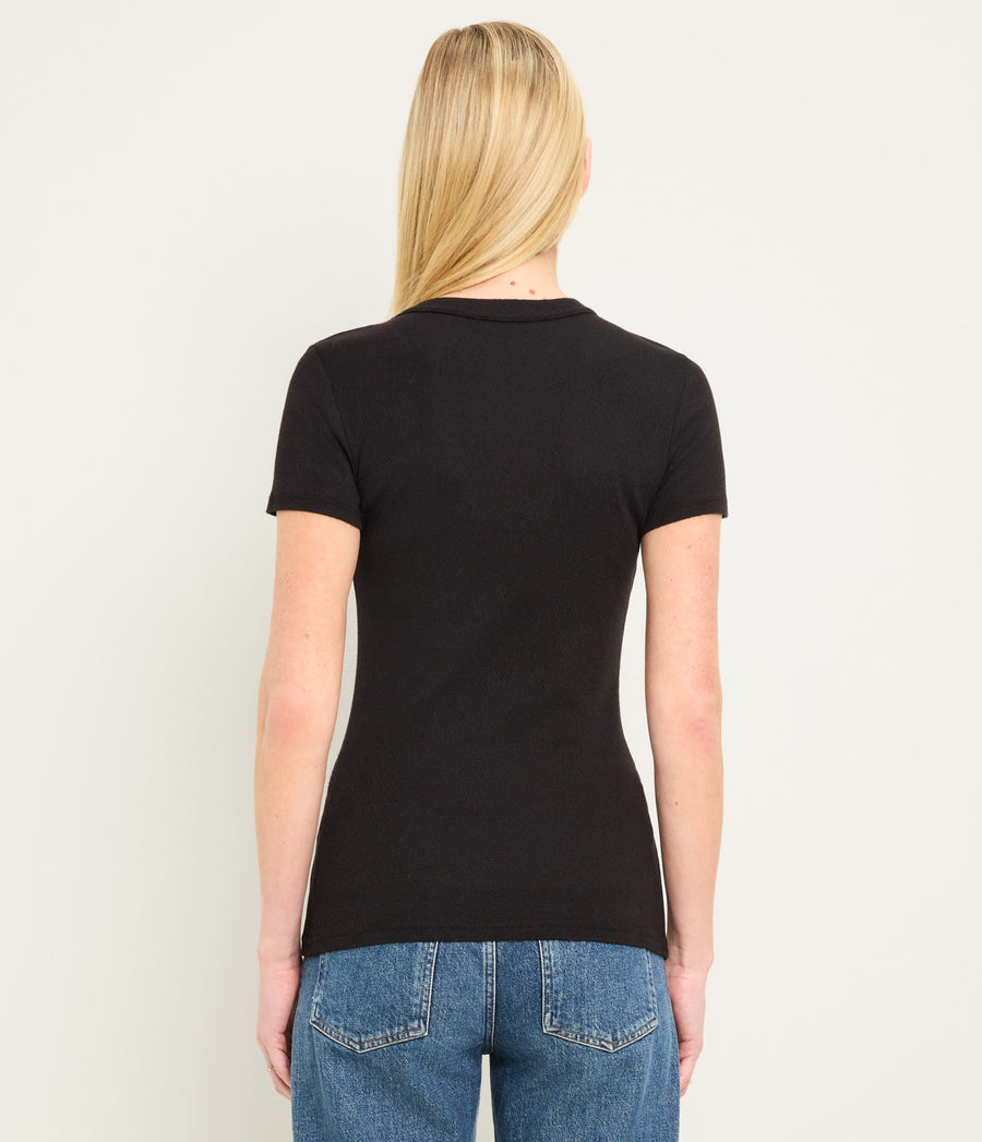 Fallon Shine Tee in Black Back View  #BLACK