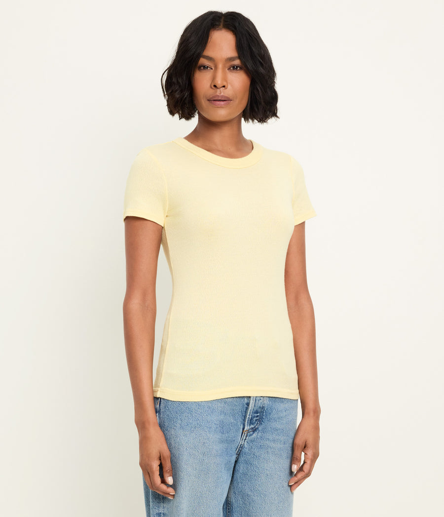 Fallon Shine Tee in BUTTER Yellow Side View #BUTTER