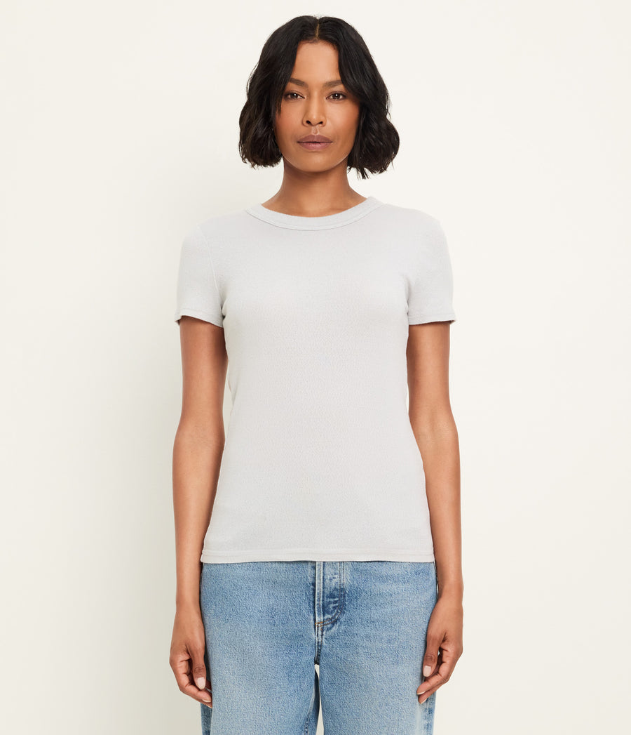Fallon Shine Tee in Hematite Grey Full Body View #HEMATITE