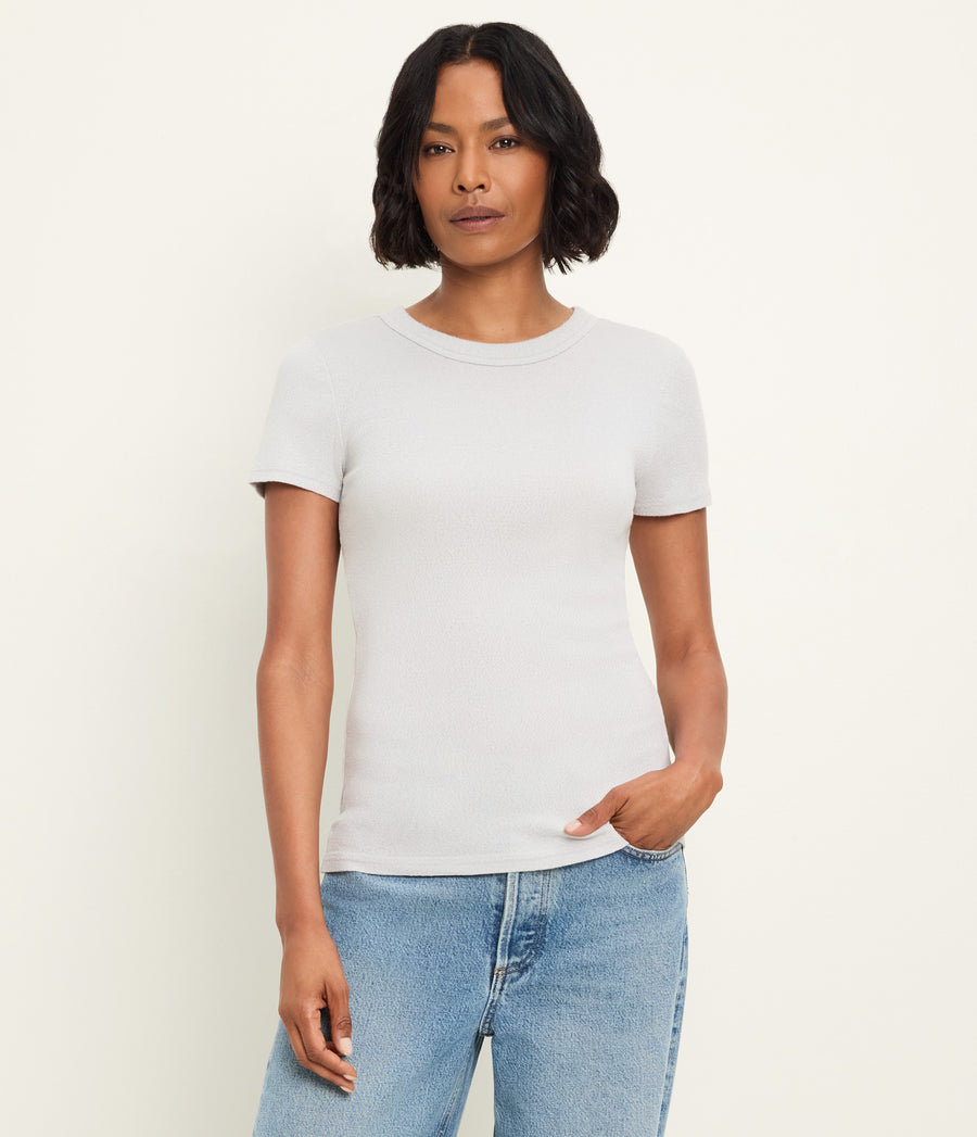 Fallon Shine Tee in Hematite Grey Full Body View #HEMATITE