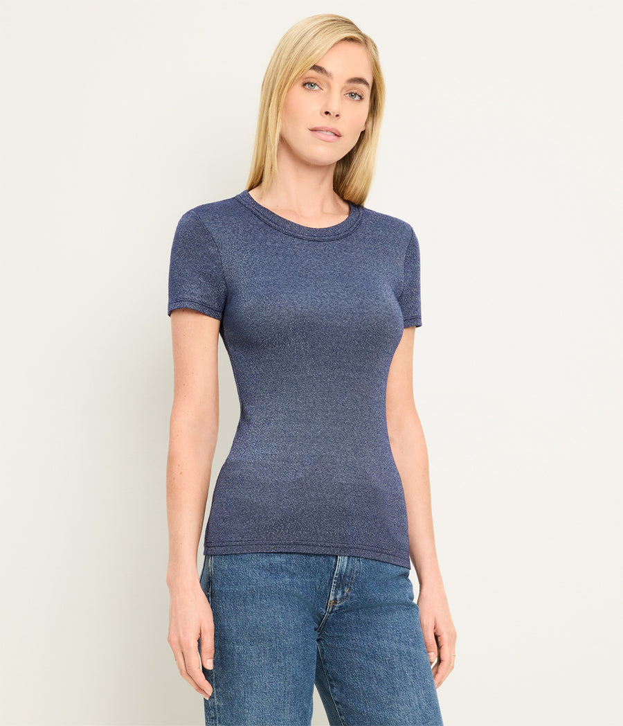 Fallon Shine Tee in Nocturnal Blue Side View #NOCTURNAL
