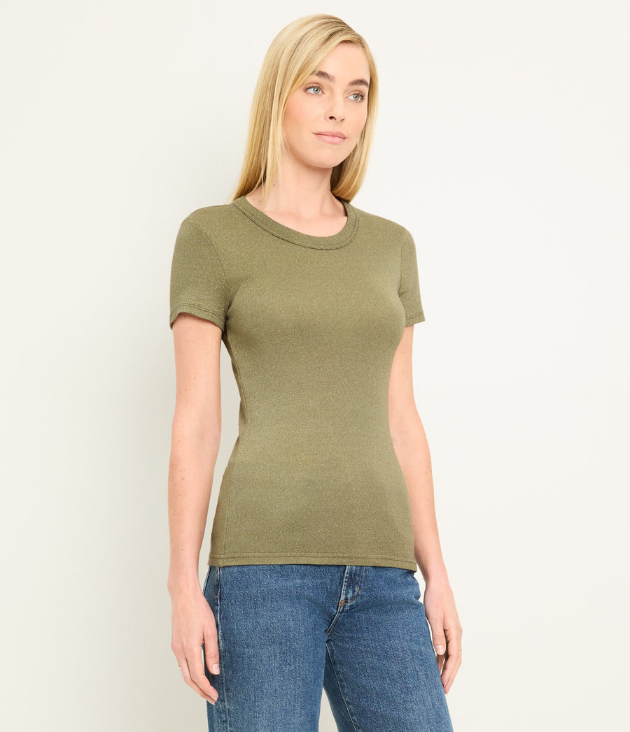Fallon Shine Tee in OREGANO Green Side View #OREGANO