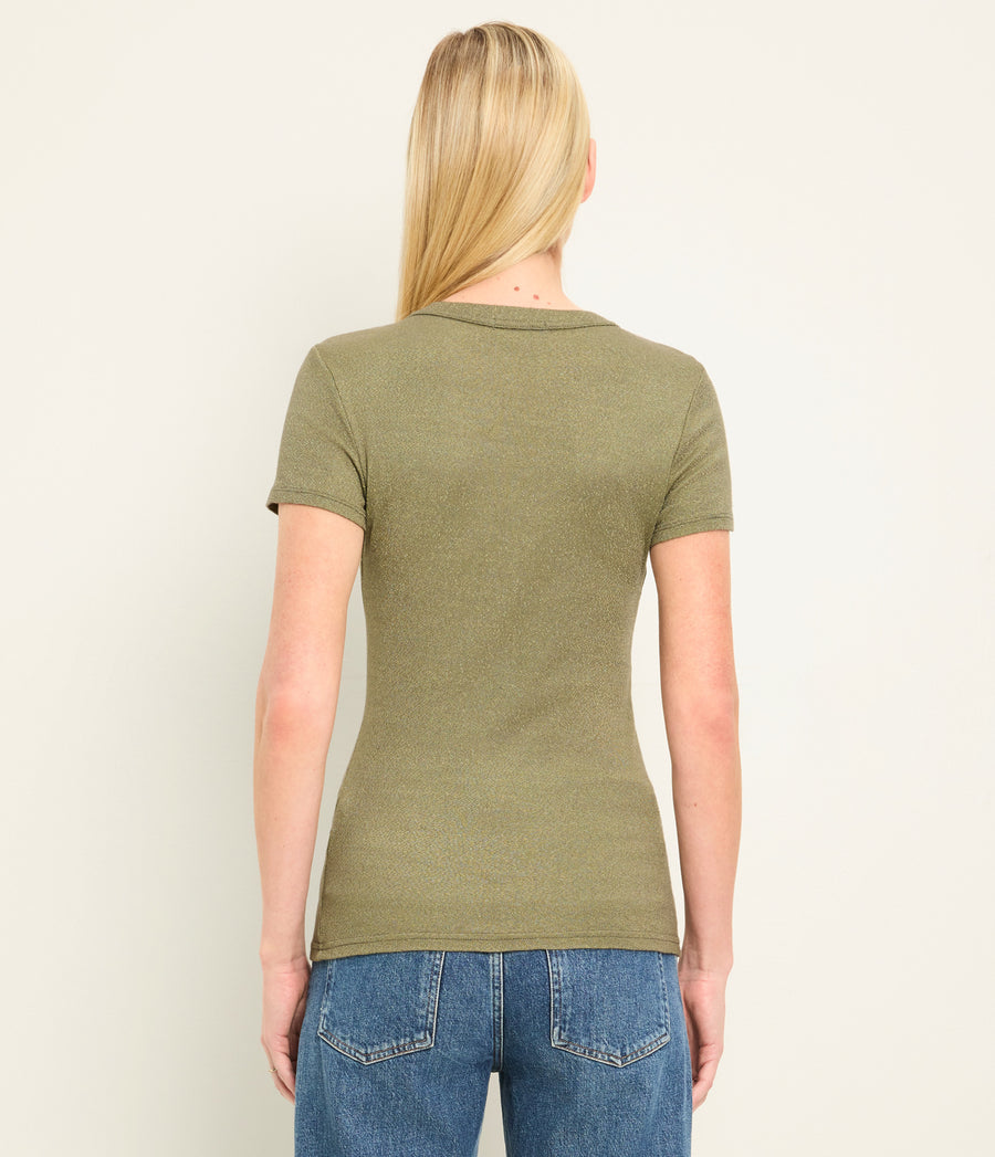 Fallon Shine Tee in OREGANO Green Back View #OREGANO