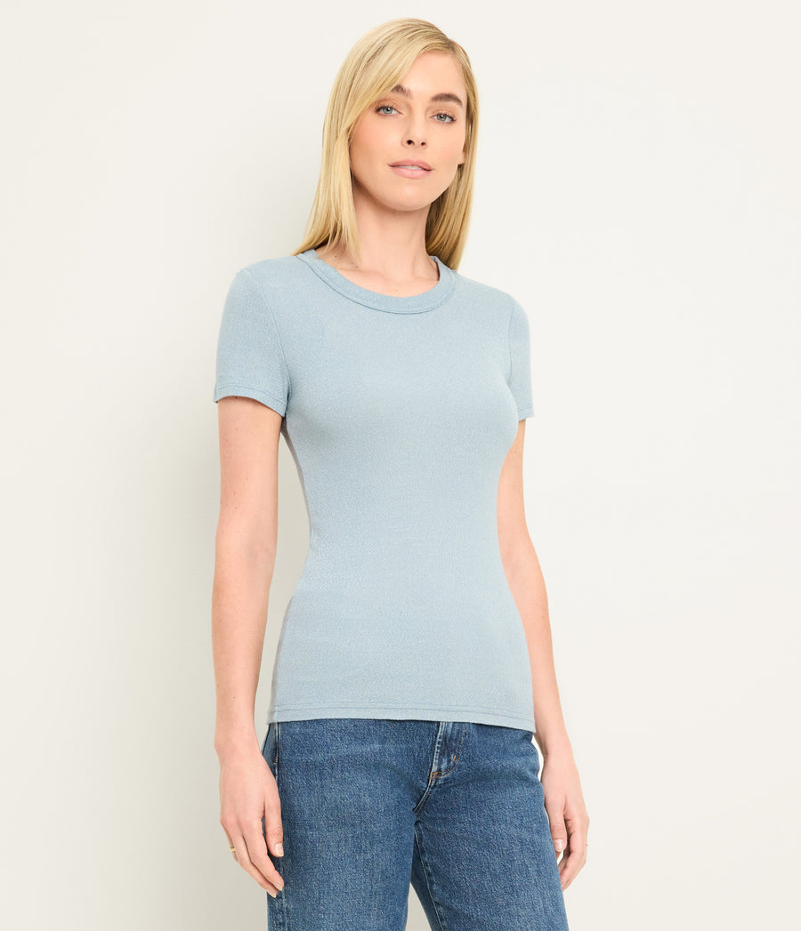 Fallon Shine Tee in Slate Dark Grey Blue Side View #SLATE