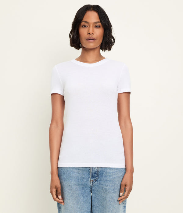 Fallon Shine Tee in White Full Body View #WHITE
