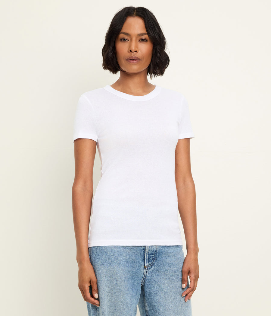 Fallon Shine Tee in White Full Body View #WHITE