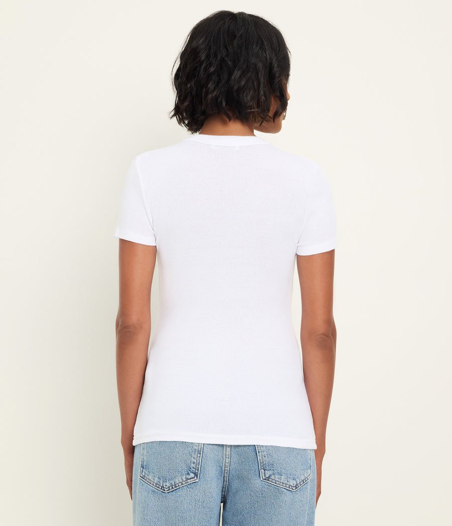 Fallon Shine Tee in White Back View  #WHITE