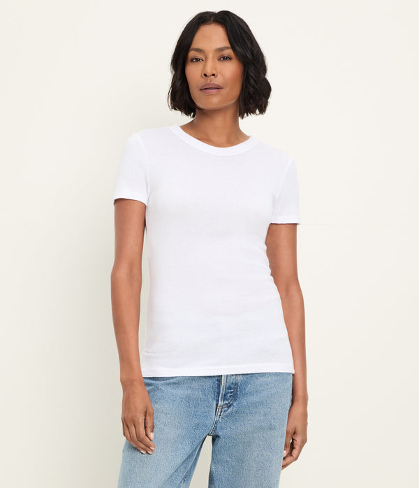 Fallon Shine Tee in White Side View #WHITE