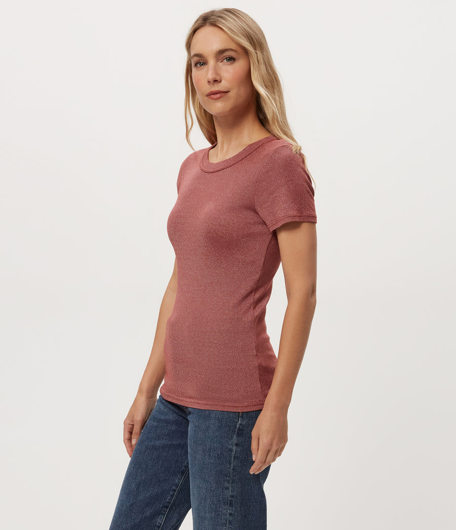 Fallon Shine Tee in MUSE ORANGE Combo Side View #MUSE