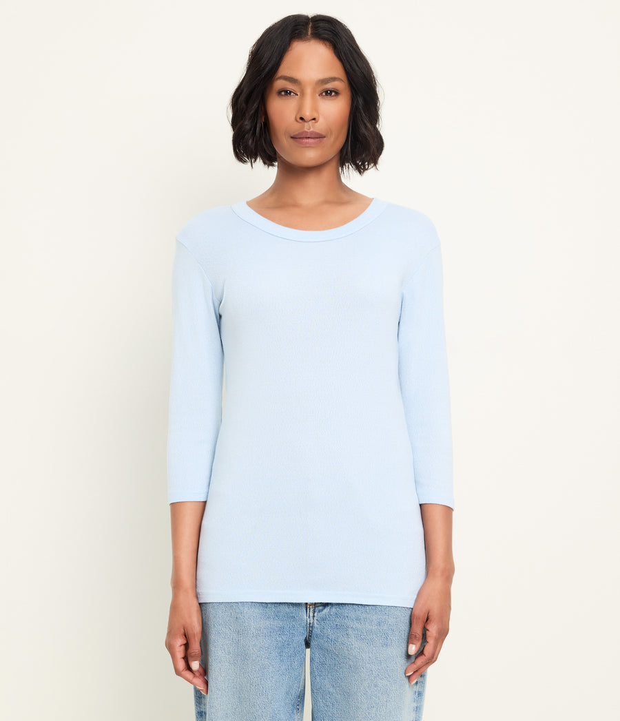 Dora Shine 3/4 Sleeve Tee in CLOUD Blue Full Body View #CLOUD