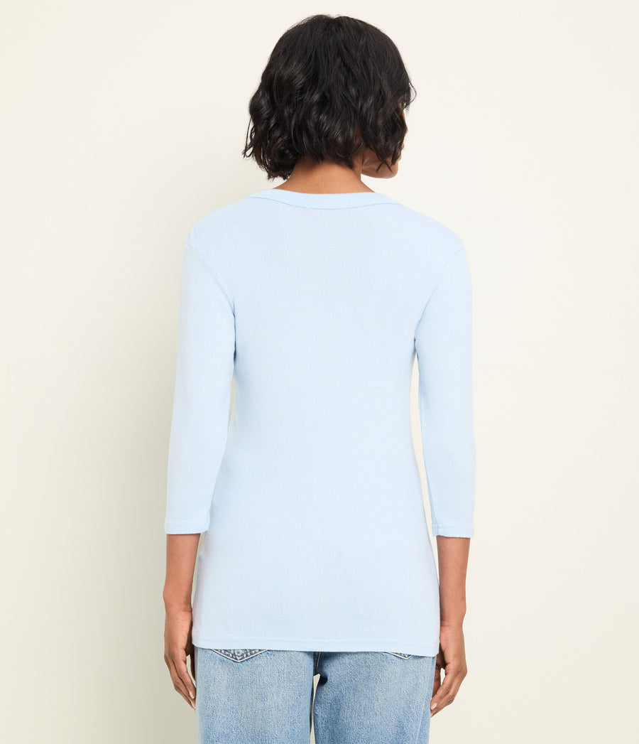 Dora Shine 3/4 Sleeve Tee in CLOUD Blue Back View #CLOUD