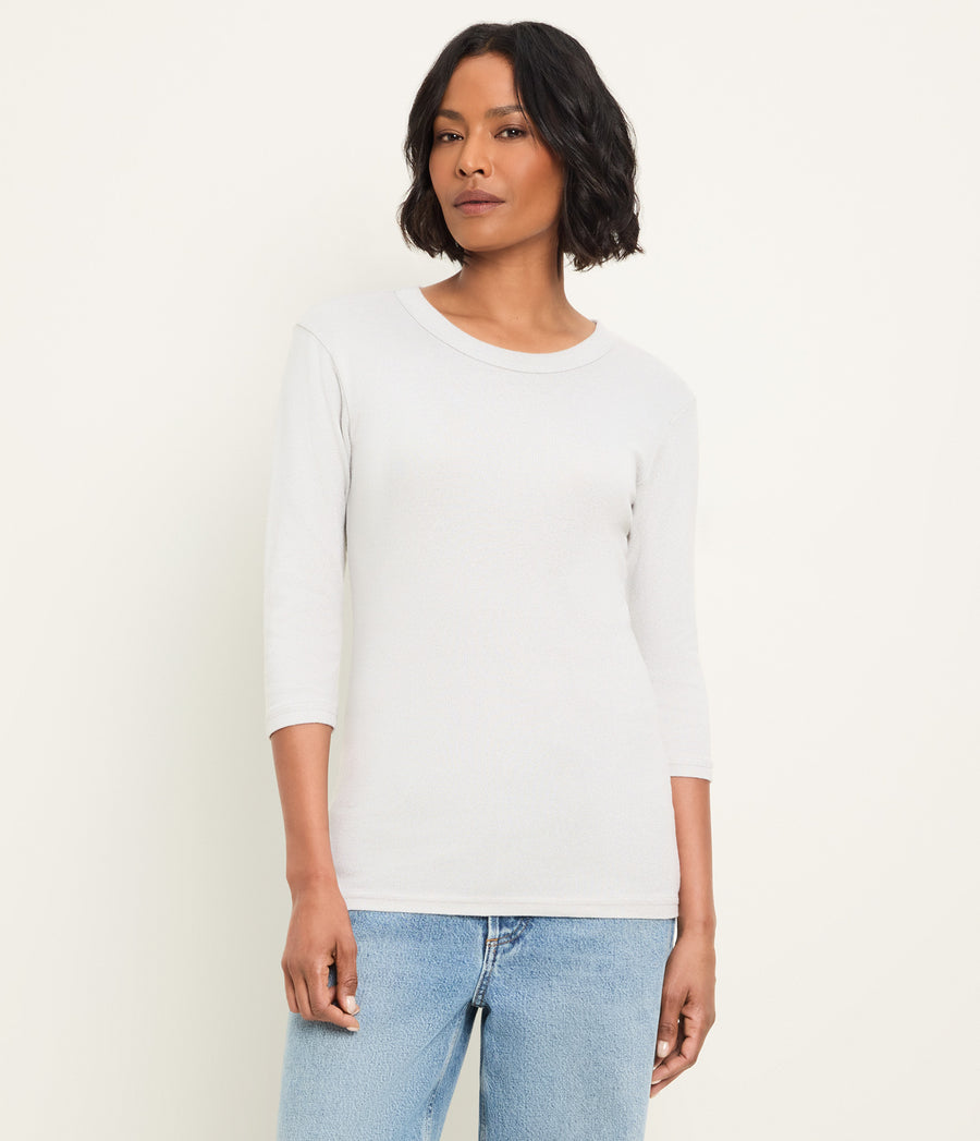 Dora Shine 3/4 Sleeve Tee in Hematite Grey Side View #HEMATITE