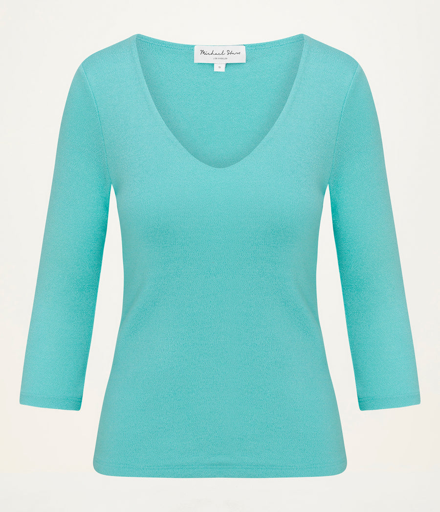 Angelina Shine V-Neck Tee ARUBA / XL #ARUBA