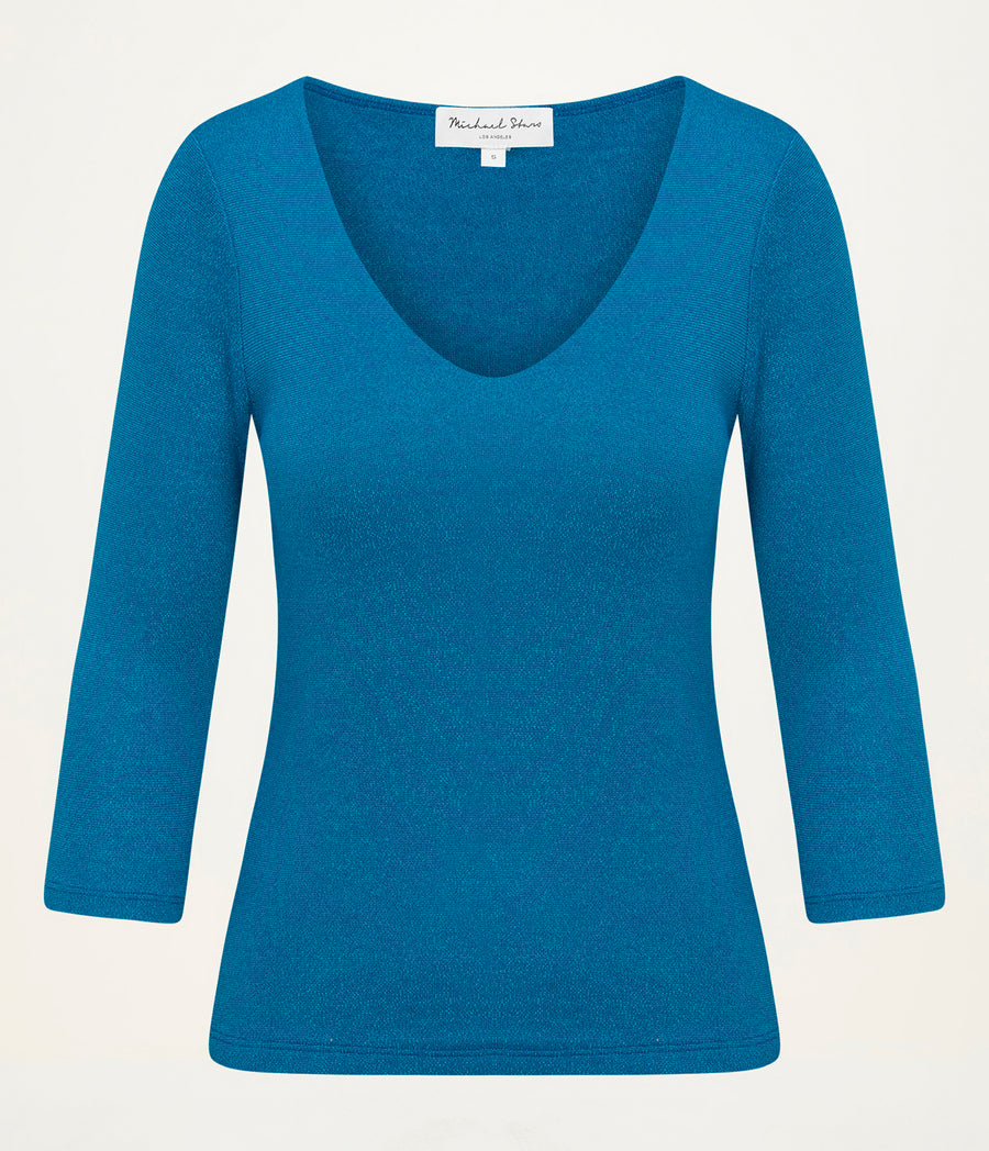 Angelina Shine V-Neck Tee PACIFIC / XL #PACIFIC