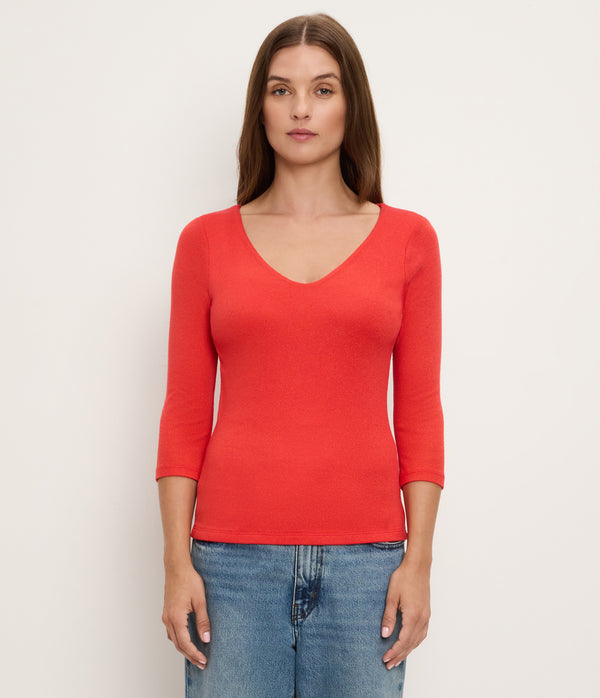 Angelina Shine V-Neck Tee POMODORO / XL #POMODORO