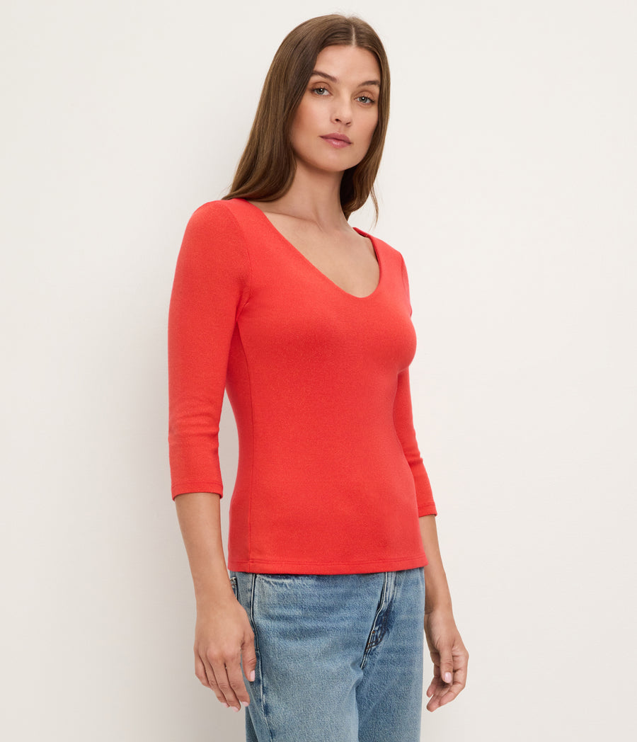 Angelina Shine V-Neck Tee POMODORO / XL #POMODORO