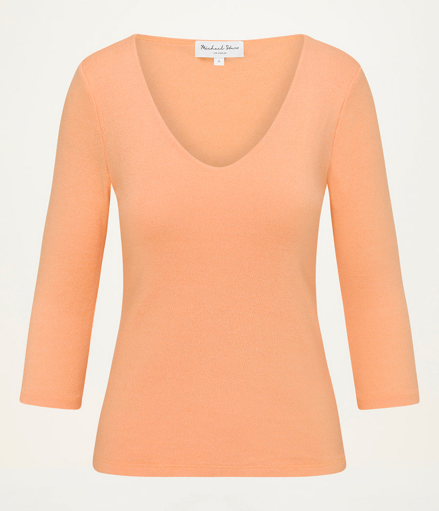 Angelina Shine V-Neck Tee TANGERINE / XL #TANGERINE