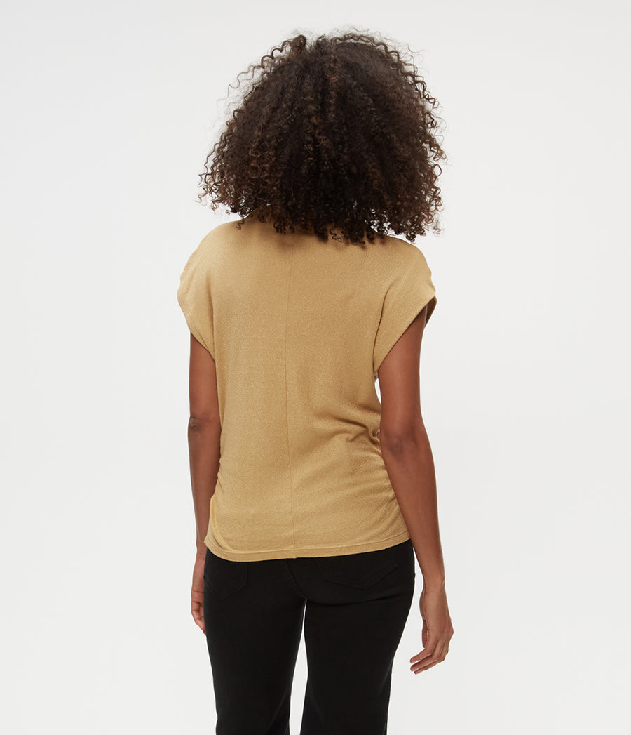 Reese Shine Power Shoulder Top in 14K Gold Back View #14K