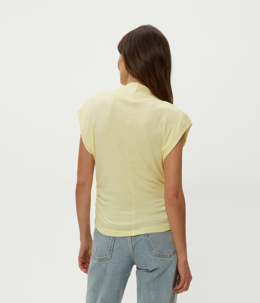 Reese Shine Power Shoulder Top in Lemonade Yellow Back View #LEMONADE