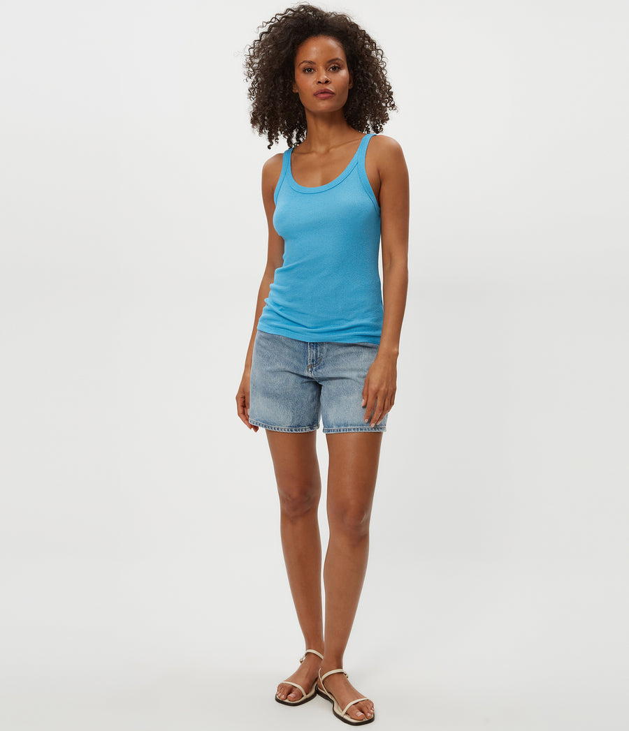 Nicole Shine Tank in Neptune Blue Full Body View #NEPTUNE