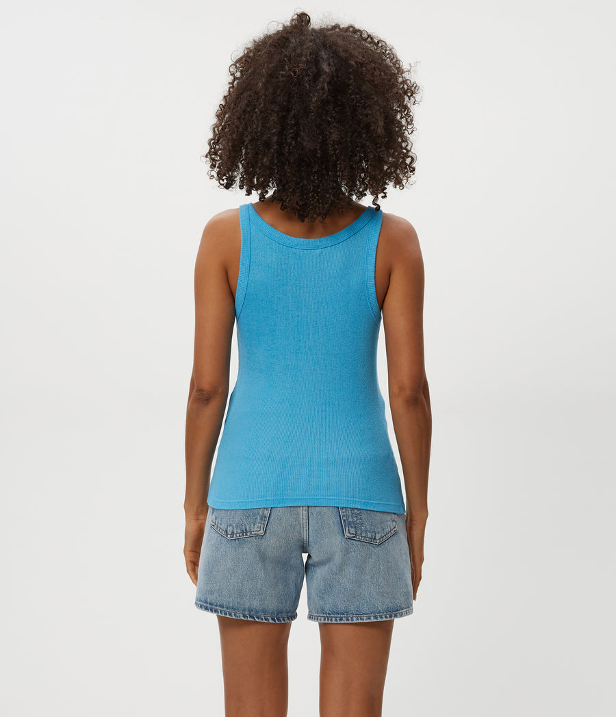 Nicole Shine Tank in Neptune Blue Back View #NEPTUNE