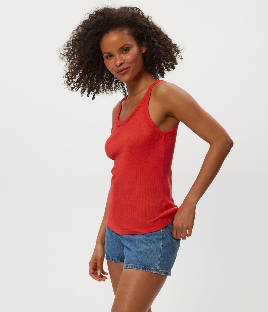 Nicole Shine Tank in Pomodoro Red Side View #POMODORO