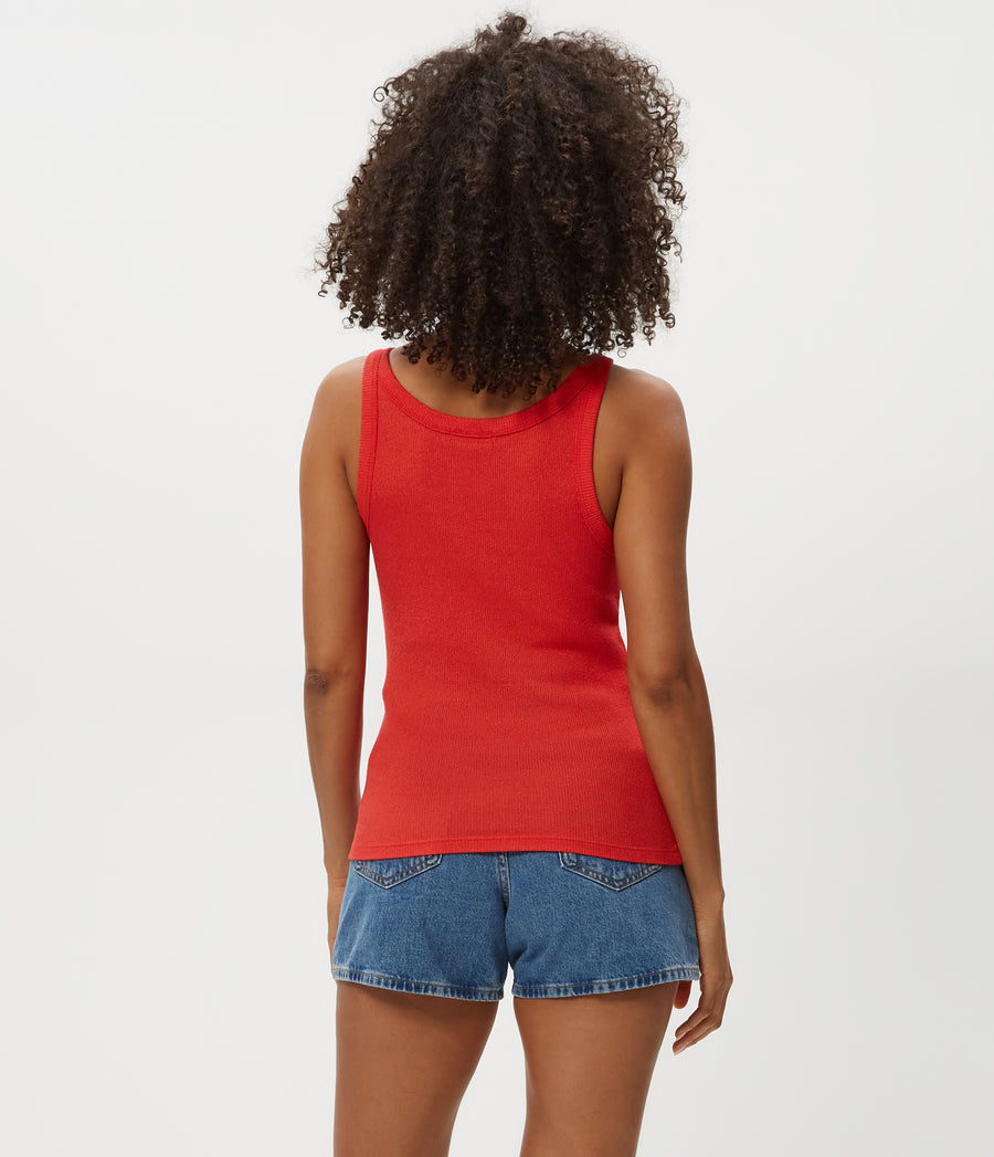 Nicole Shine Tank in Pomodoro Red Back View #POMODORO