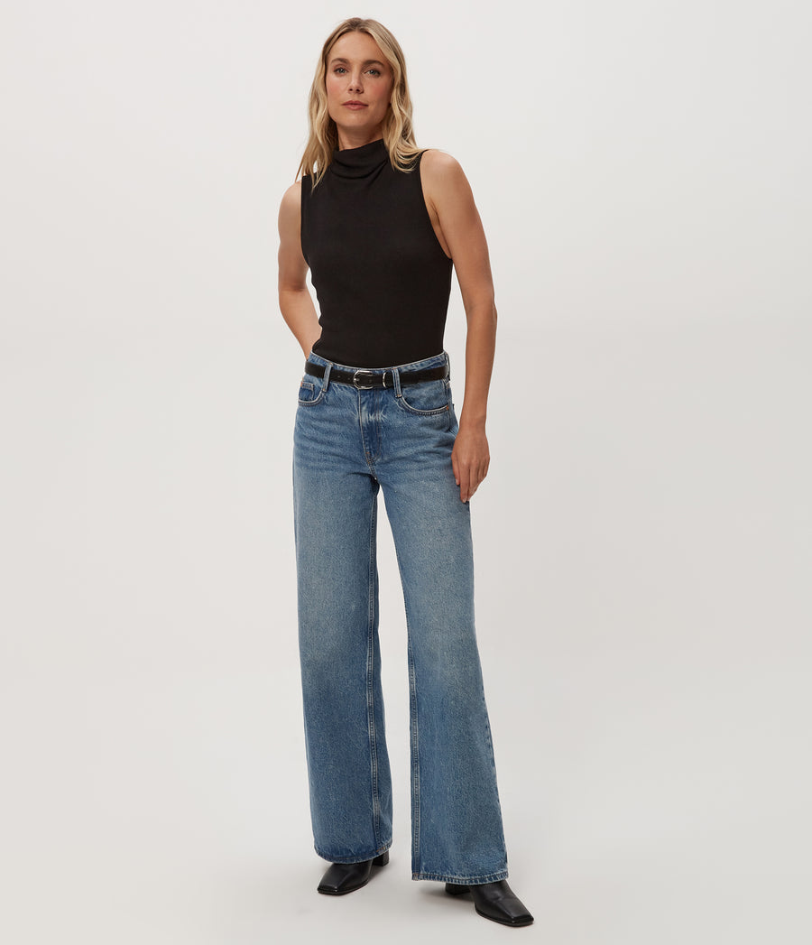 Zira Shine Tank in Black Full Body View #BLACK