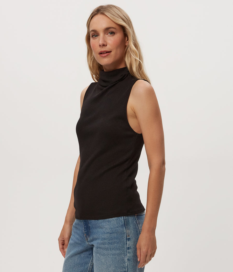 Zira Shine Tank in Black Side View #BLACK