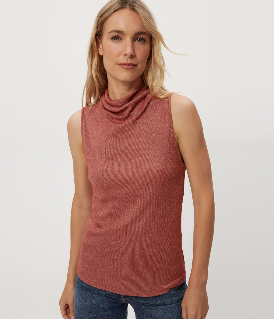 Zira Shine Tank in MUSE ORANGE Combo Close up View #MUSE