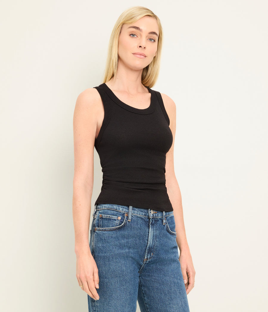 Ella Shine Tank in Black Side View #BLACK