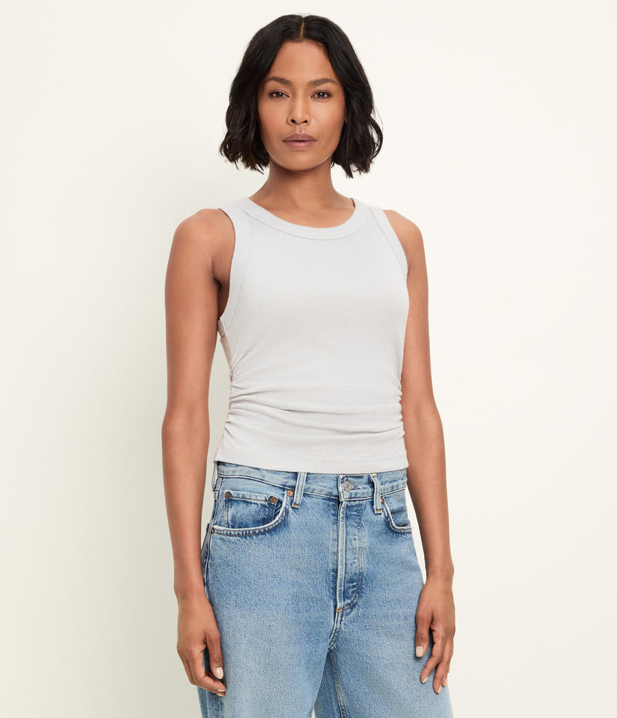 Ella Shine Tank in Hematite Grey Side View #HEMATITE
