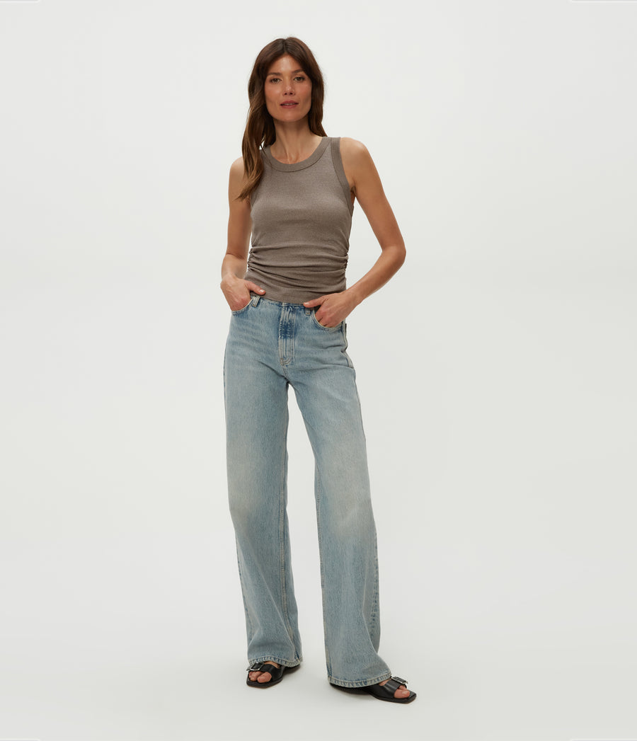 Ella Shine Tank in Cobblestone  Full Body View #COBBLESTONE