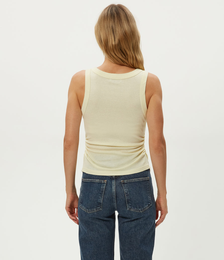 Ella Shine Tank in CUSTARD Yellow Back View #CUSTARD