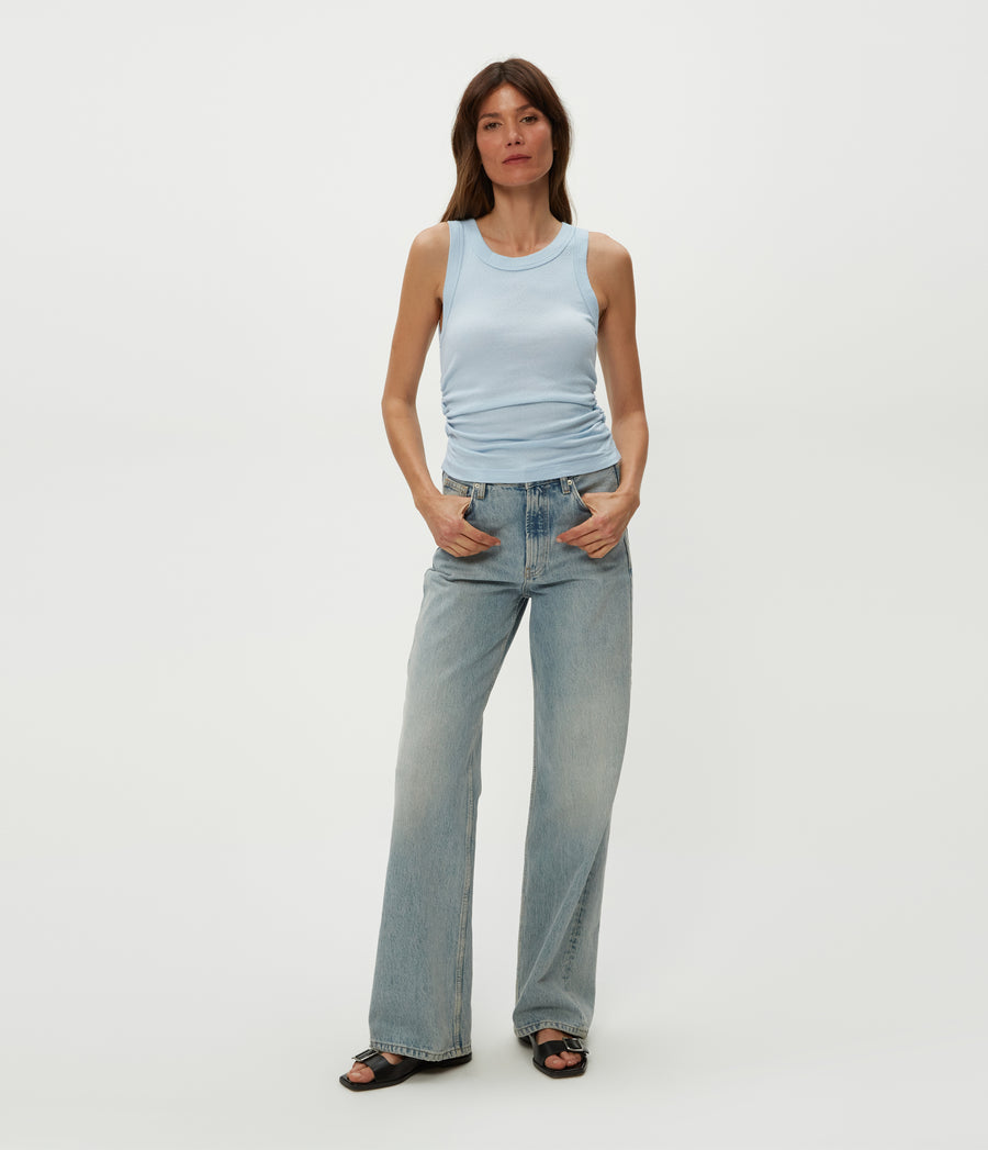 Ella Shine Tank in Fountain Blue Full Body View #FOUNTAIN