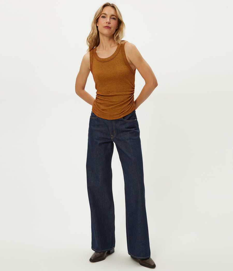 Ella Shine Tank in Lava Red Full Body View #LAVA