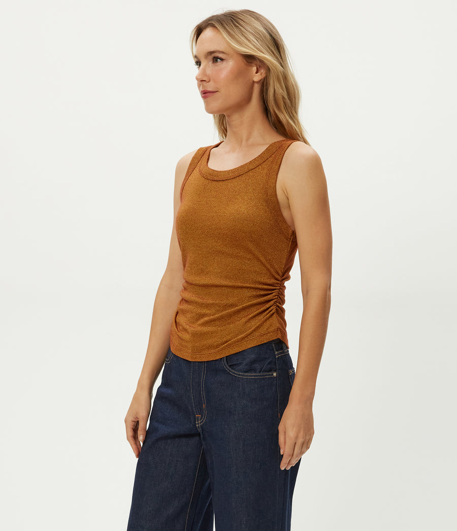 Ella Shine Tank in Lava Red Side View #LAVA
