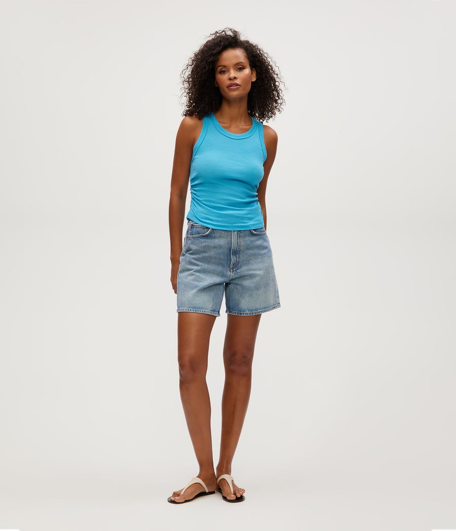 Ella Shine Tank in NEPTUNE BLUE Full Body View #NEPTUNE