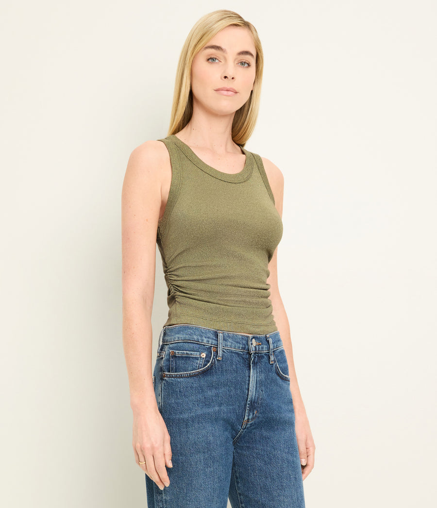 Ella Shine Tank in OREGANO Green Side View #OREGANO