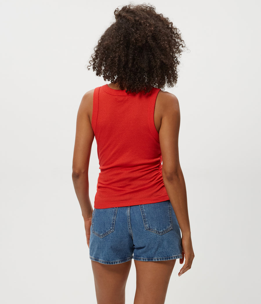 Ella Shine Tank in Pomodoro Red Back View #POMODORO
