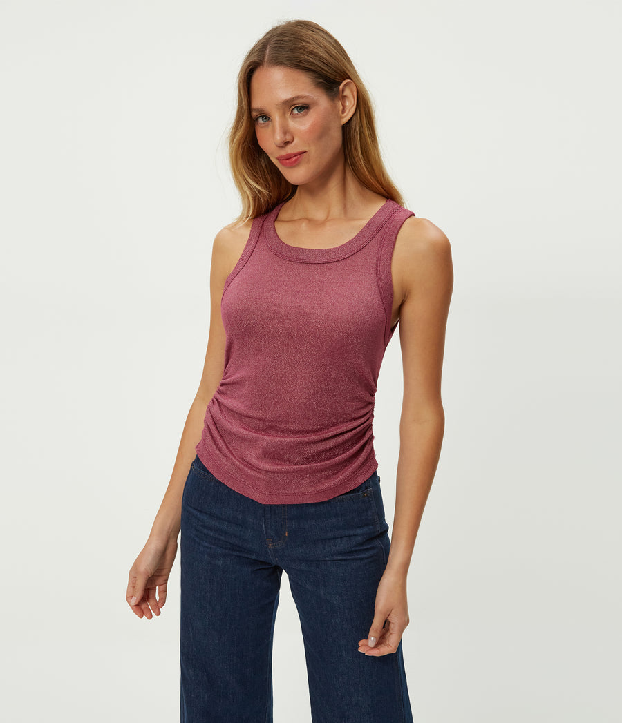 Ella Shine Tank in RUBY RED Combo Full Body View #RUBY