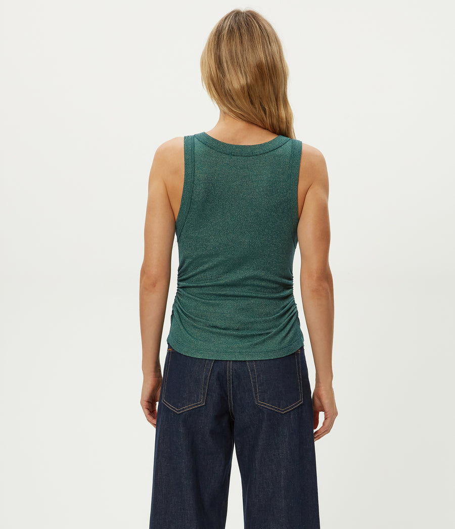Ella Shine Tank in RAINFOREST BLUE Back View #RAINFOREST
