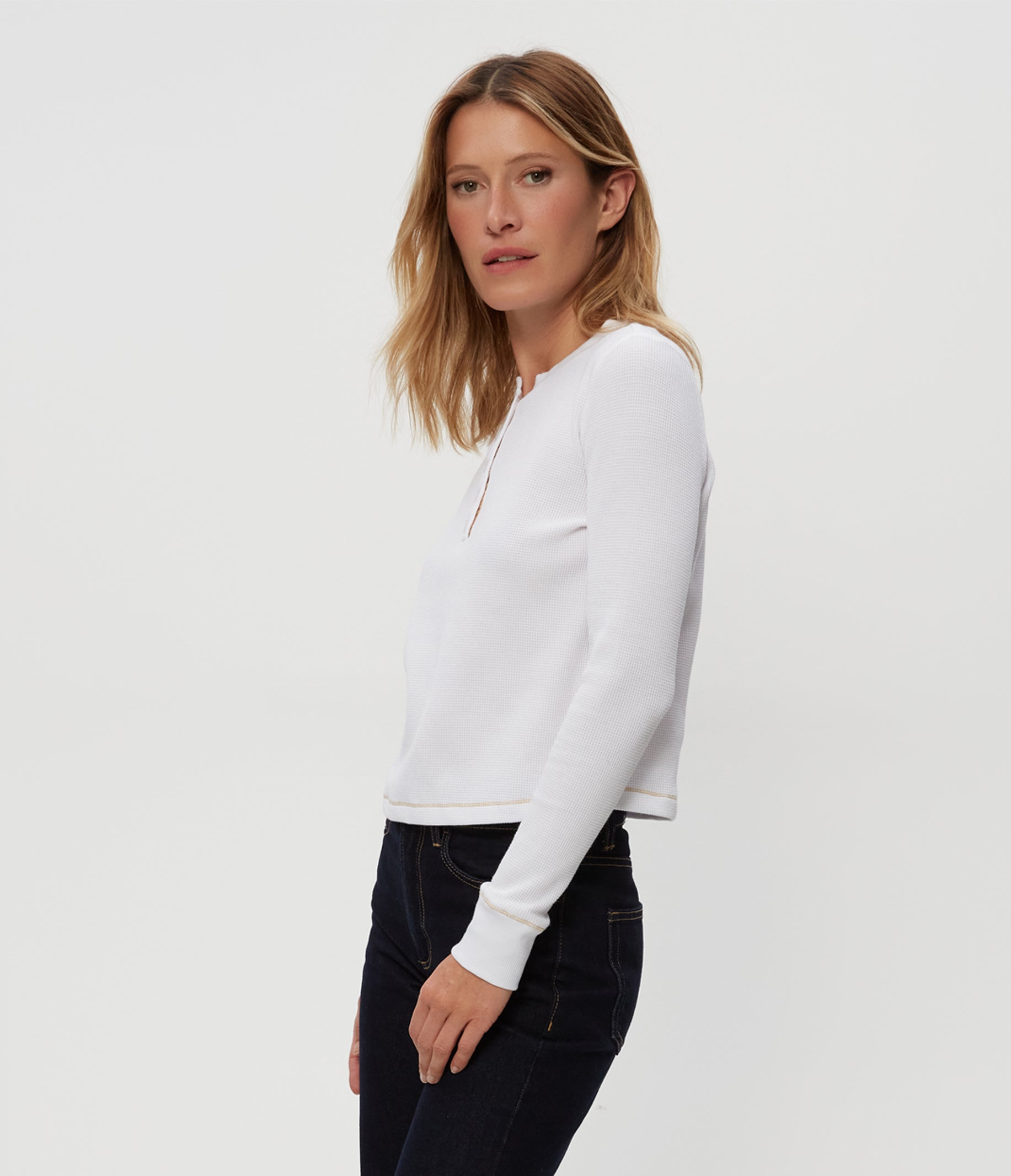 (取寄) マイケル スターズ レディース リナ ヘンリー ティー Michael Stars women Lina Henley Tee White Lina Thermal Henley Tee