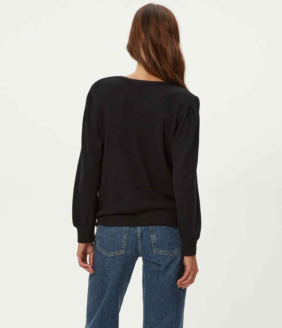 Sophy Thermal Henley in Black Back View #BLACK