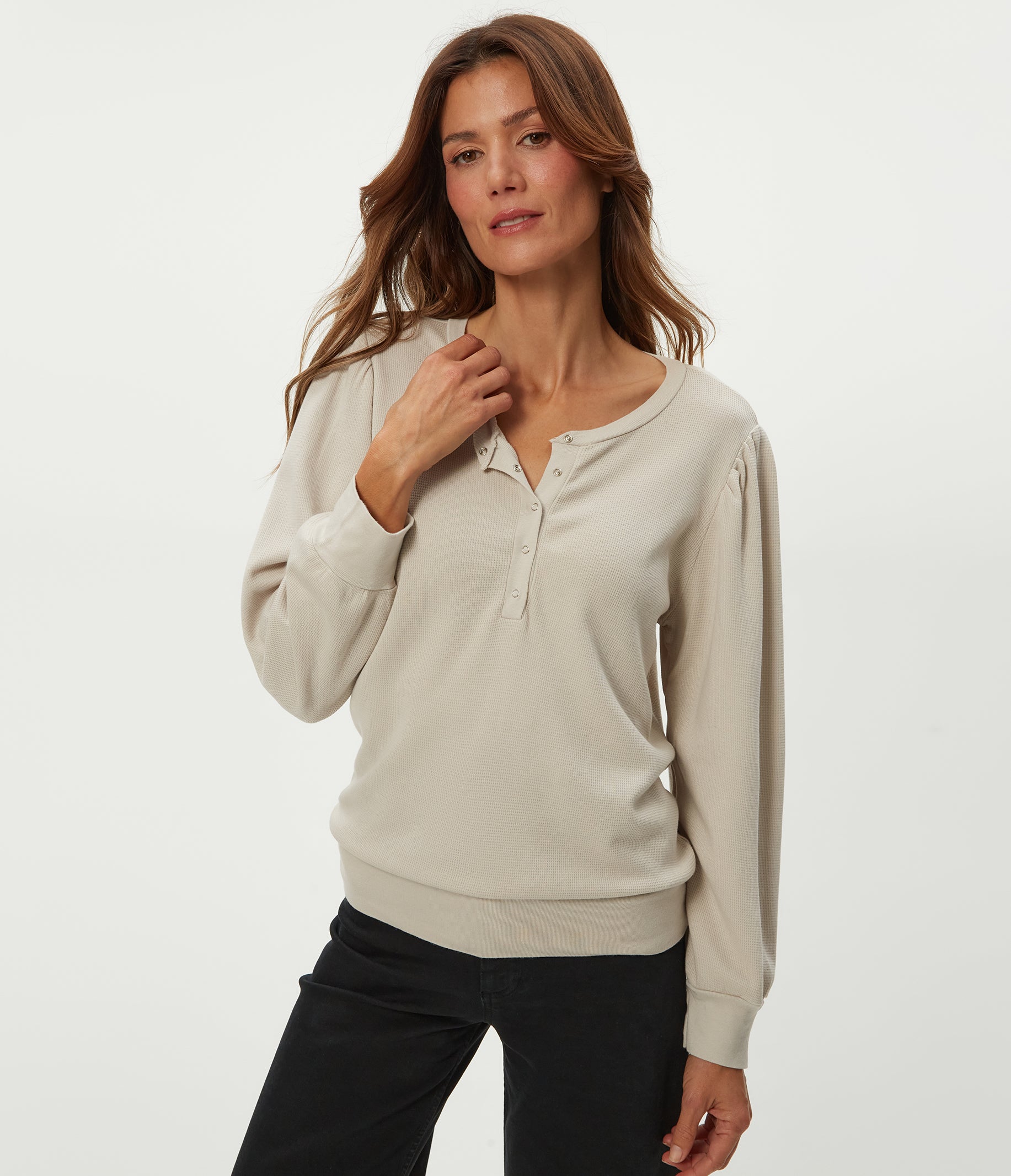 トップス blurhms Rpugh&Smooth Thermal Henley-neck Sophy Thermal Henley