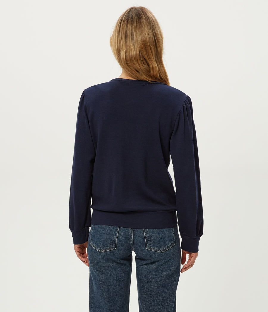 Sophy Thermal Henley in Nocturnal Blue Back View #NOCTURNAL