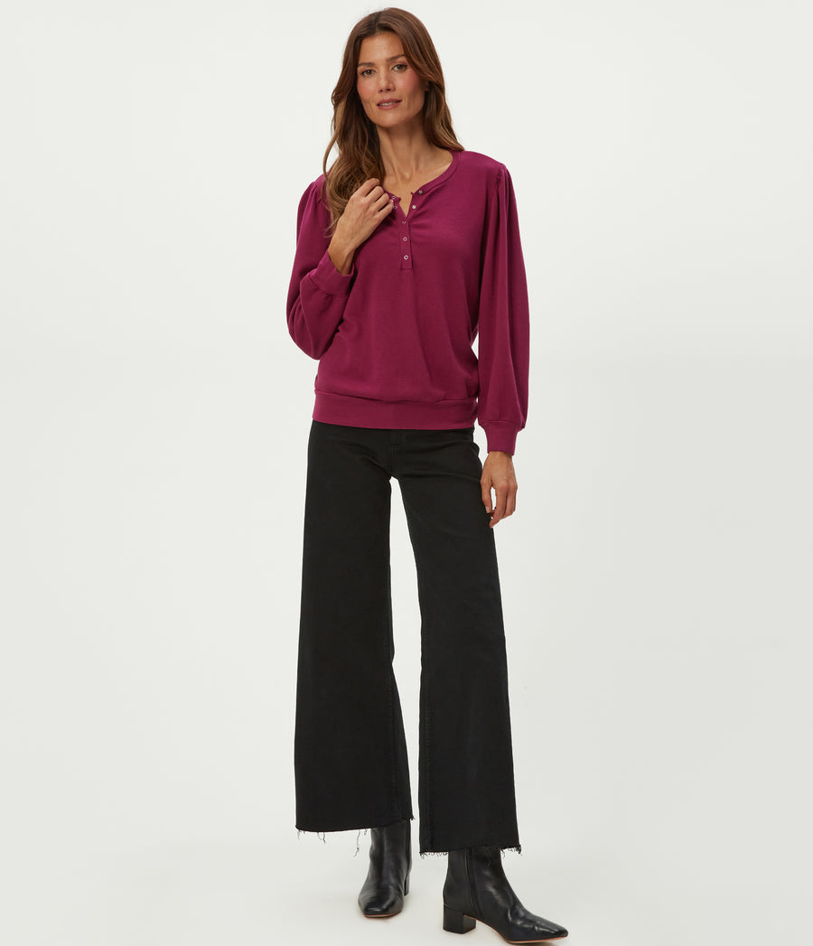 Sophy Thermal Henley in RUBY RED Combo Full Body View #RUBY