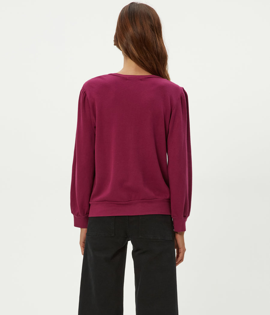 Sophy Thermal Henley in RUBY RED Combo Back View #RUBY